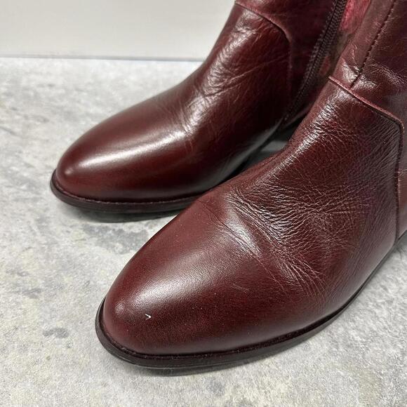 Spring Step L'Artiste Burgundy Leather Floral Ankle Boots - Picture 4 of 6